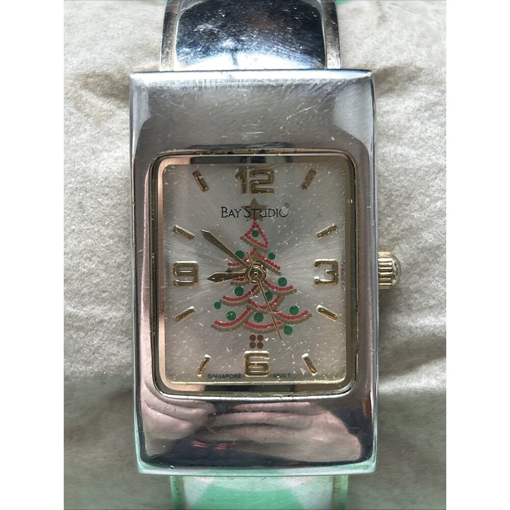 Bay Studio Christmas Tree Two Tone Women’s Cuff Watch